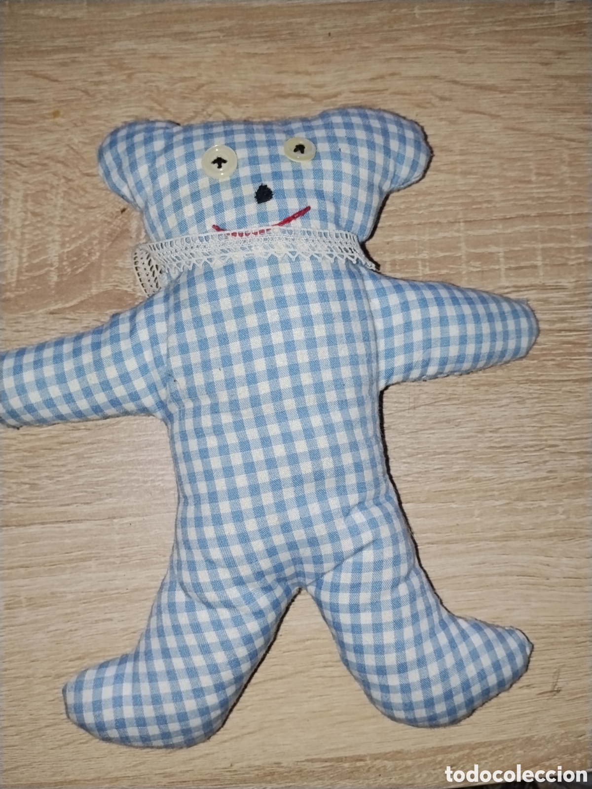 Juguetes antiguos: Vintage Handmade Rag Bear Gingham Oso de Trapo Artesanal A&ntilde;os 70/80 Tela Cuadros Vichy antiguo