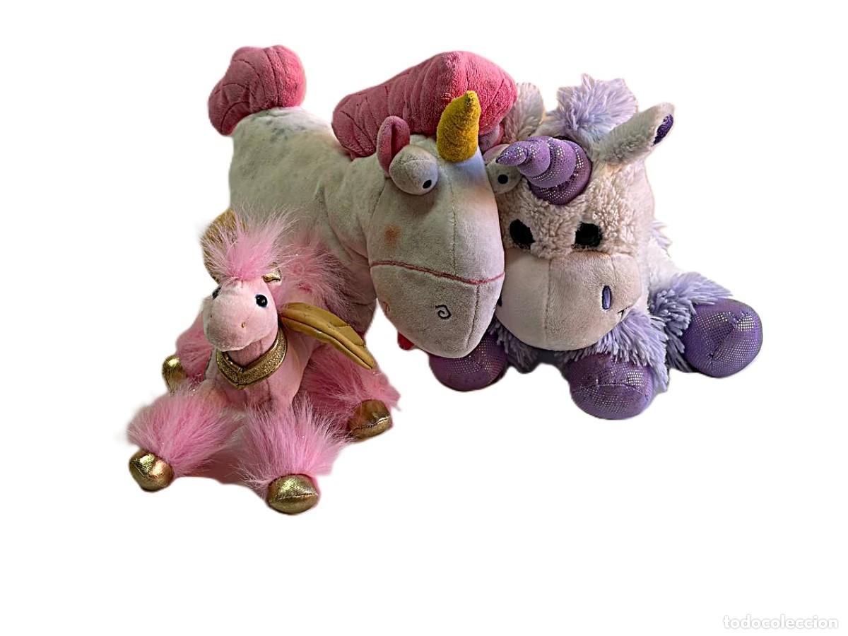 Brinquedos Antigos: LOTE DE PELUCHES UNICORNIOS ALTURA 33-15 CM