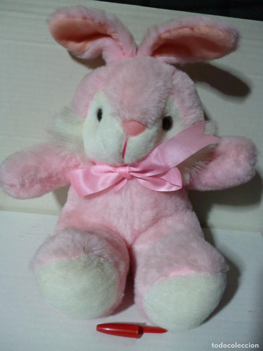 Giocattoli Antichi: ANTIGUO CONEJO ROSA DE PELUCHE VINTAGE -ATOSA, MURCIA - OJOS Y NARIZ PL&Aacute;STICO