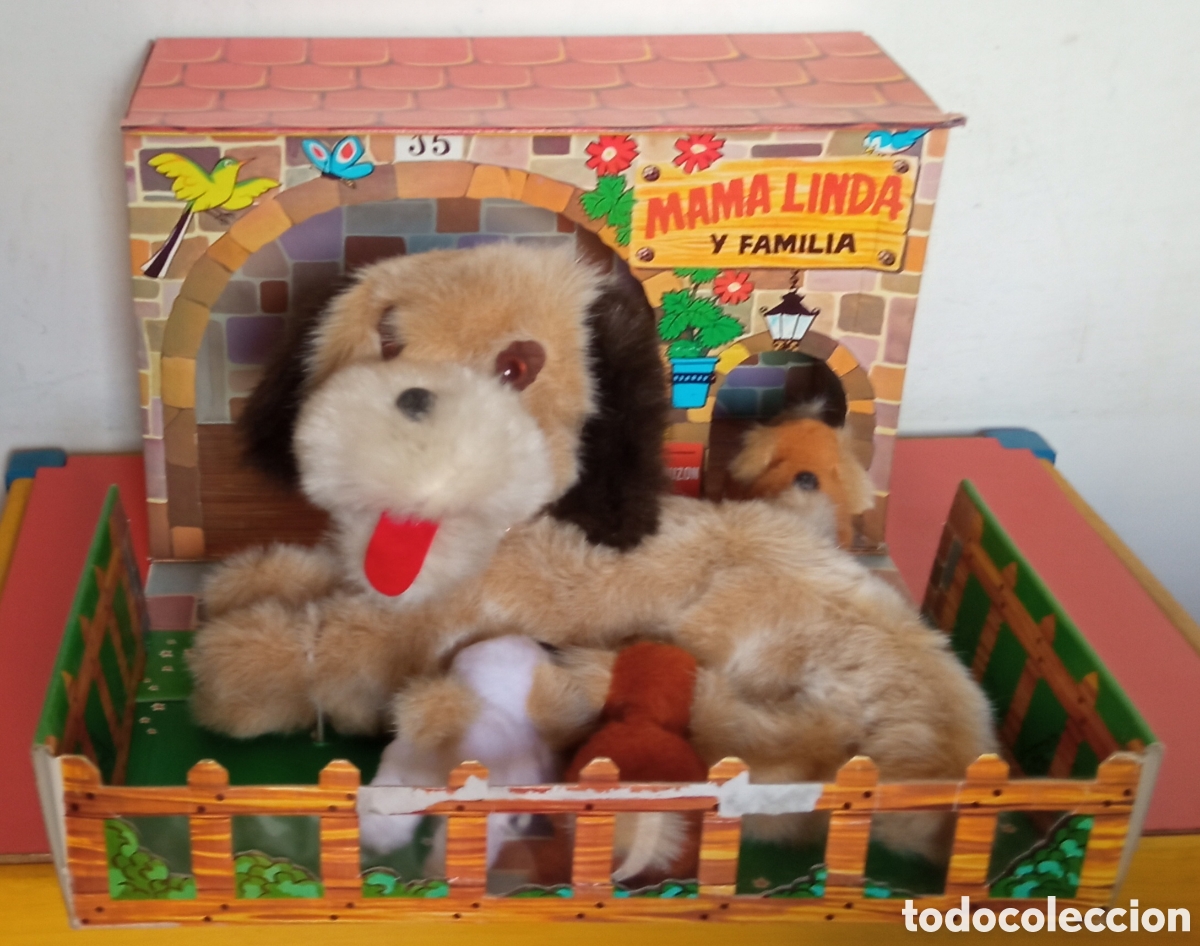 Juguetes antiguos: PERRITA MAMA LINDA Y FAMILIA 3 CACHORROS A PILAS.FEBER 80'S.NUEVO EN CAJA / CASETA.