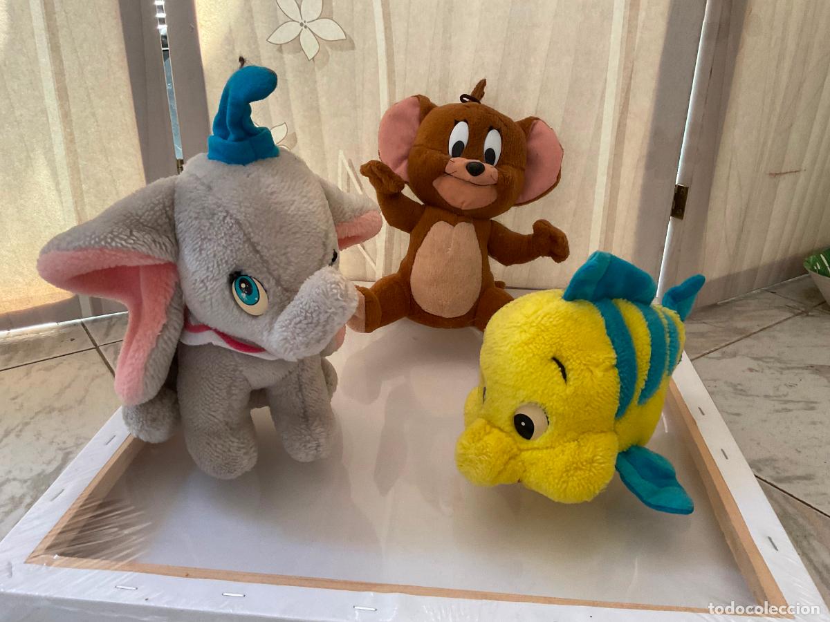 Juguetes antiguos: LOTE 3 PELUCHES A&Ntilde;OS 90 - DUMBO / FLOUNDER / JERRY