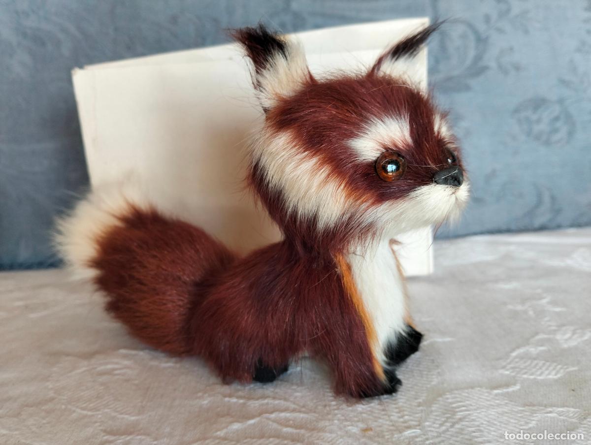 Juguetes antiguos: Zorro decorativo figura estilo peluche duro vintage zorrito peque&ntilde;o con pelo