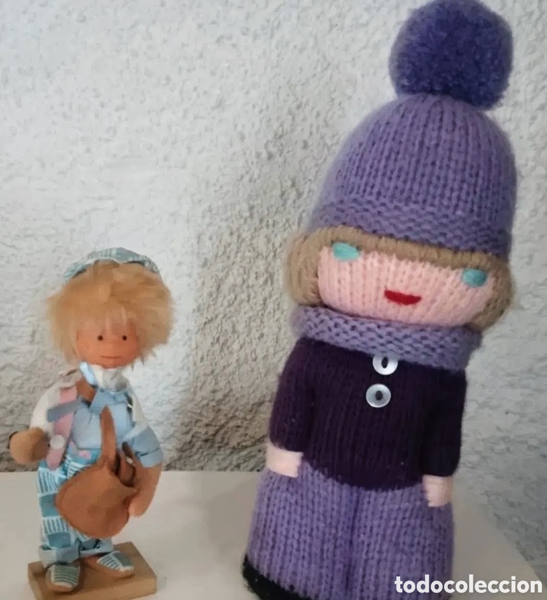 Juguetes antiguos: Lote de dos mu&ntilde;ecos peluches