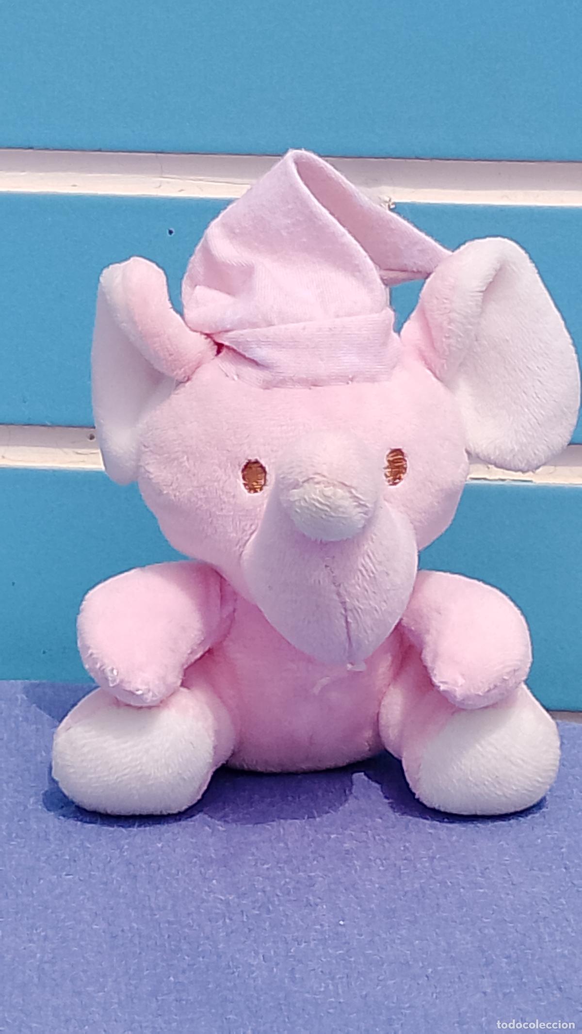 Juguetes antiguos: Elefante elefantito rosa de peluche muy suave