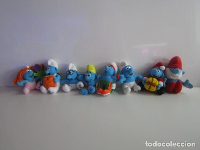 Juguetes antiguos: PRECIOSA COLECCION DE 8 PITUFOS MINI PELUCHES PROMOCION MCDONALDS 2000 RAR