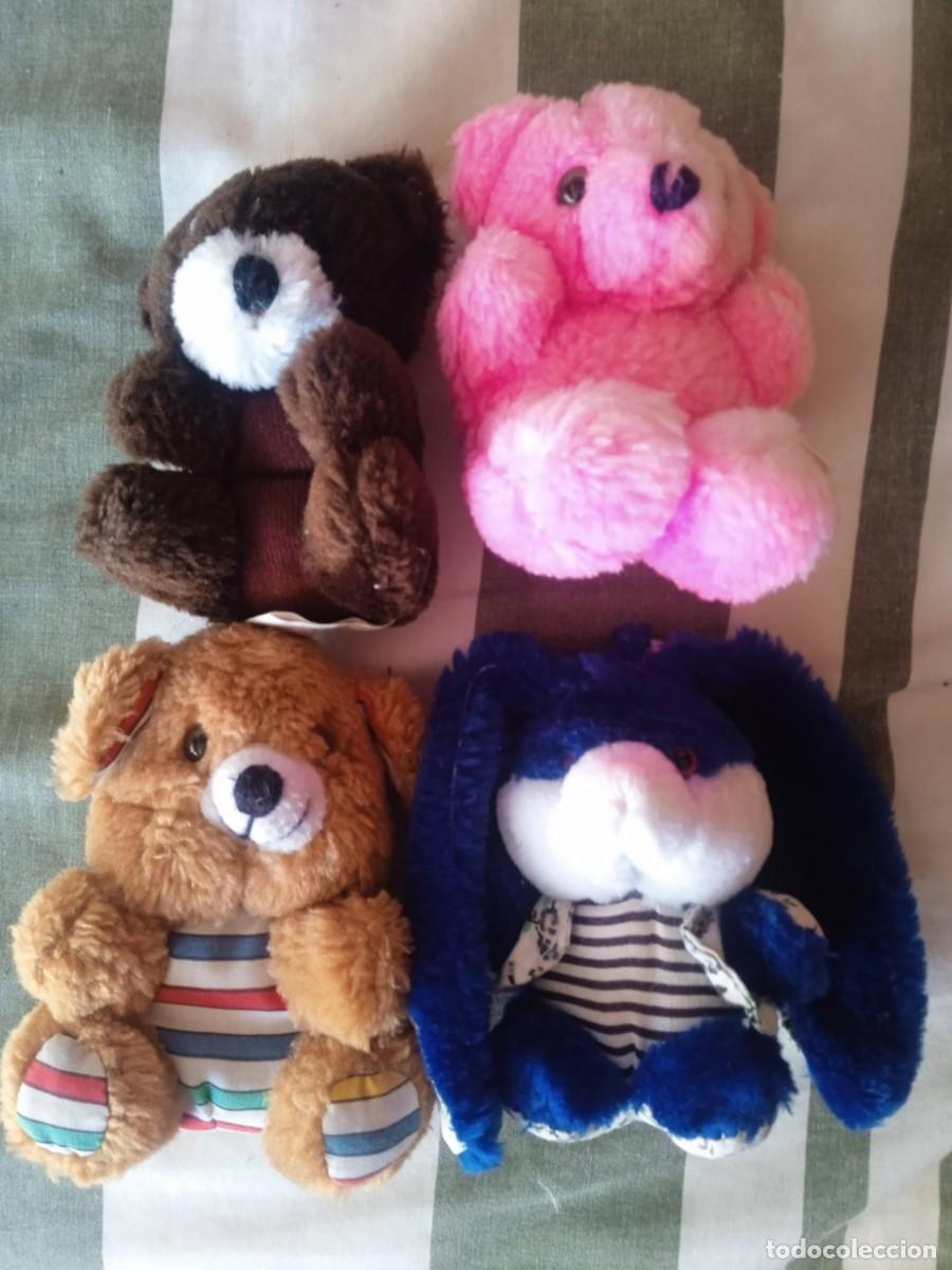 Juguetes antiguos: 4 peluches ositos colores