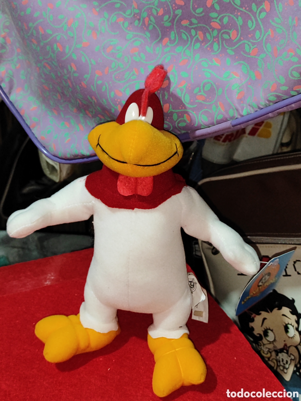 Juguetes antiguos: Original peluche del Gallo Claudio de los Looney Tunes