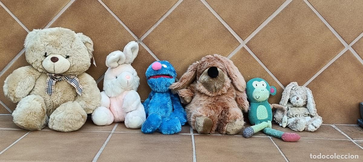 Juguetes antiguos: LOTE DE SEIS MU&Ntilde;ECOS DE TELA Y PELUCHE