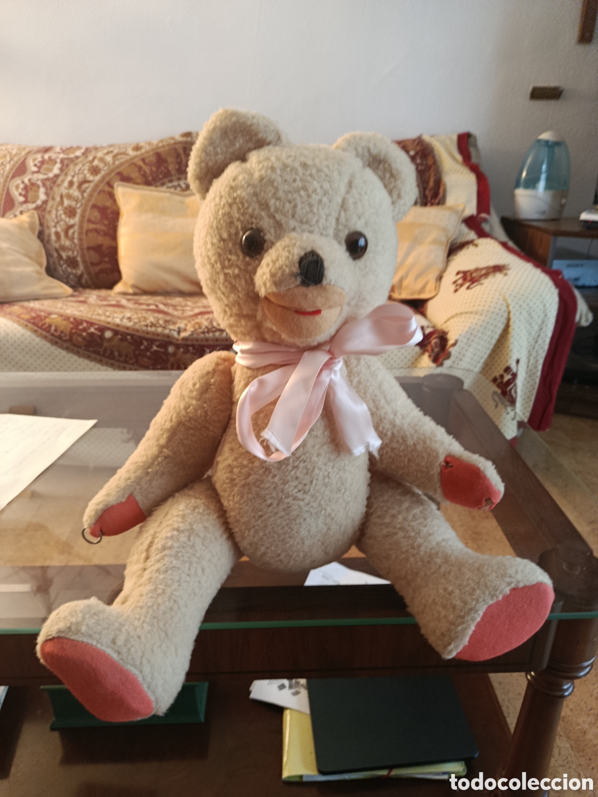 Juguetes antiguos: Precioso oso de peluche cl&aacute;sico tipo Teddy Bear de mediados del siglo XX, estimado entre las d&eacute;cadas