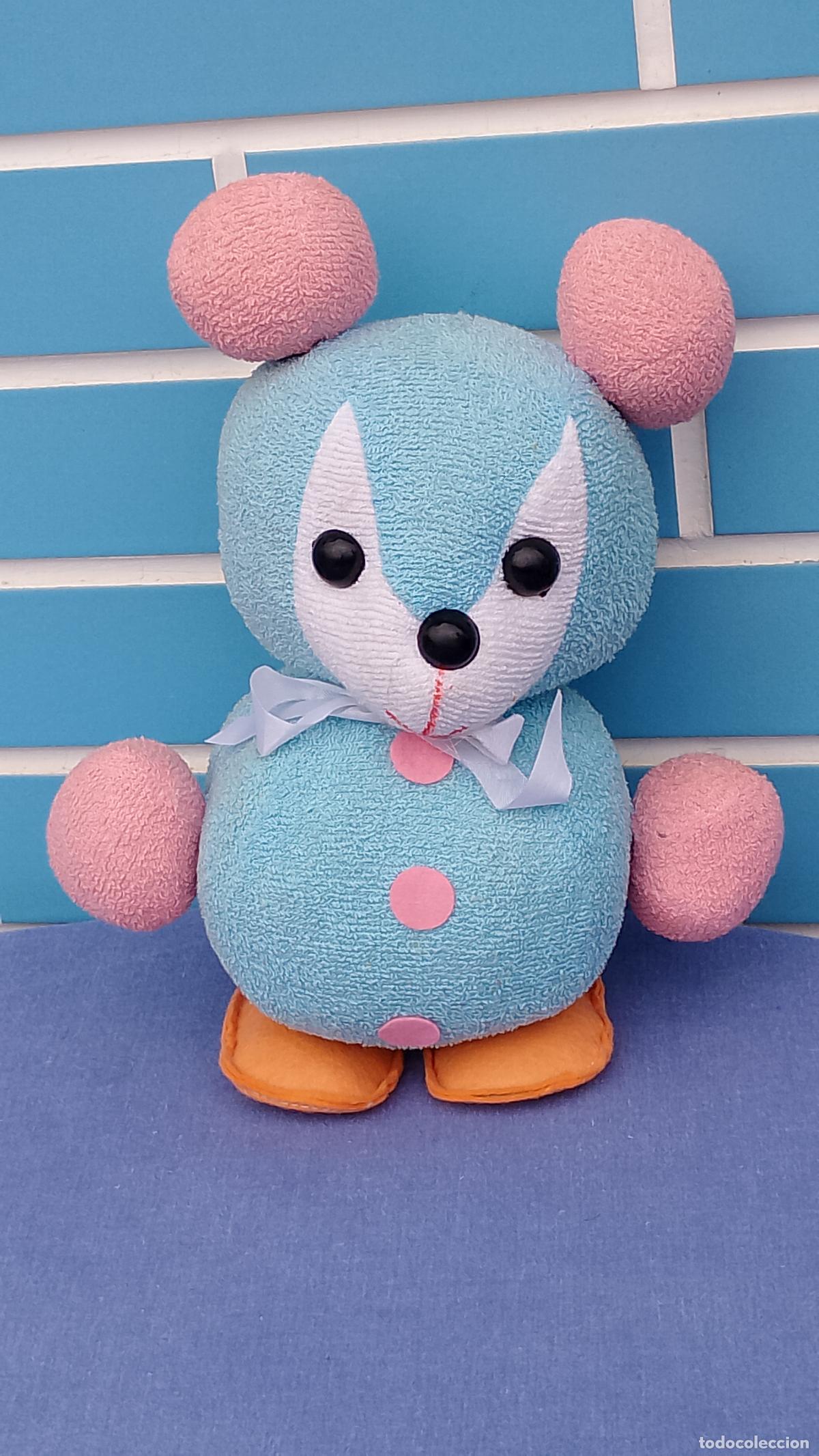 Juguetes antiguos: Antiguo mu&ntilde;eco de peluche Oso osito azul de rizo, a&ntilde;os 70