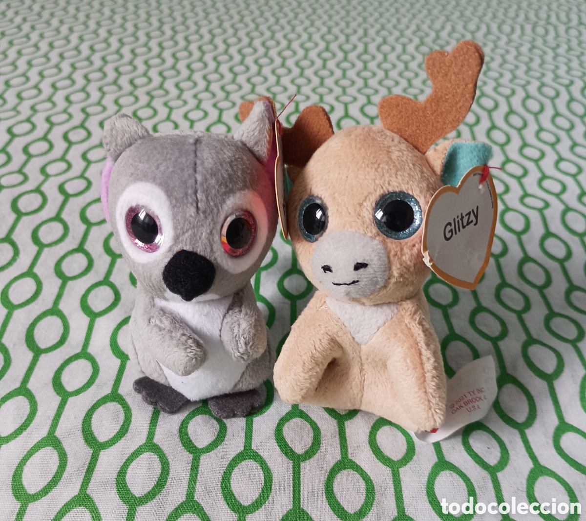 Juguetes antiguos: Lote 2 mini peluches Ty Beanie Boos, promo Happy Meal McDonald's 2021. Glitzy y Kookoo. Con etiqueta