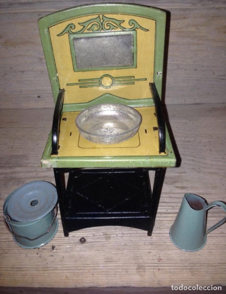 Juguetes antiguos Pay&aacute;: Lavabo de chapa 1940 original - Foto 2