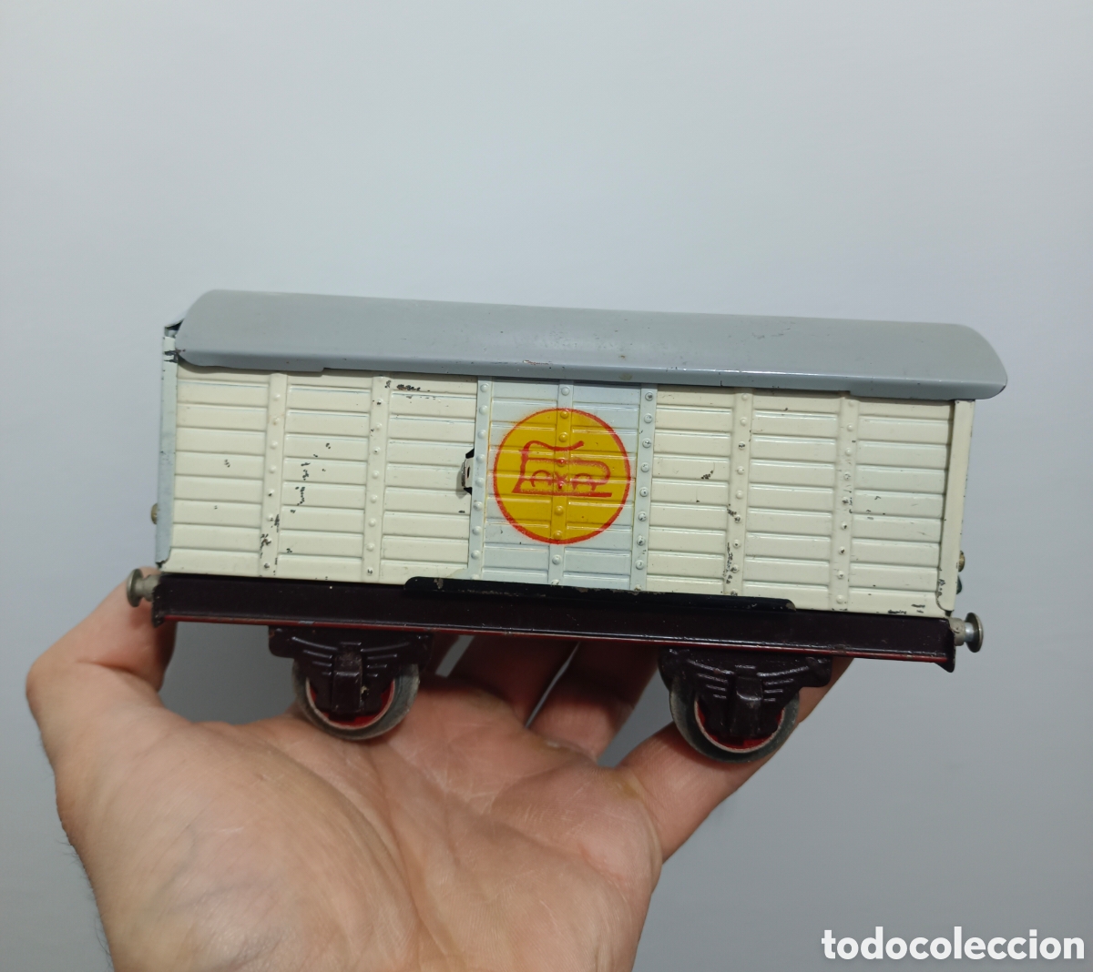 Juguetes antiguos Pay&aacute;: Antiguo vagon tren paya puerta corredera escala 0 a&ntilde;os 50