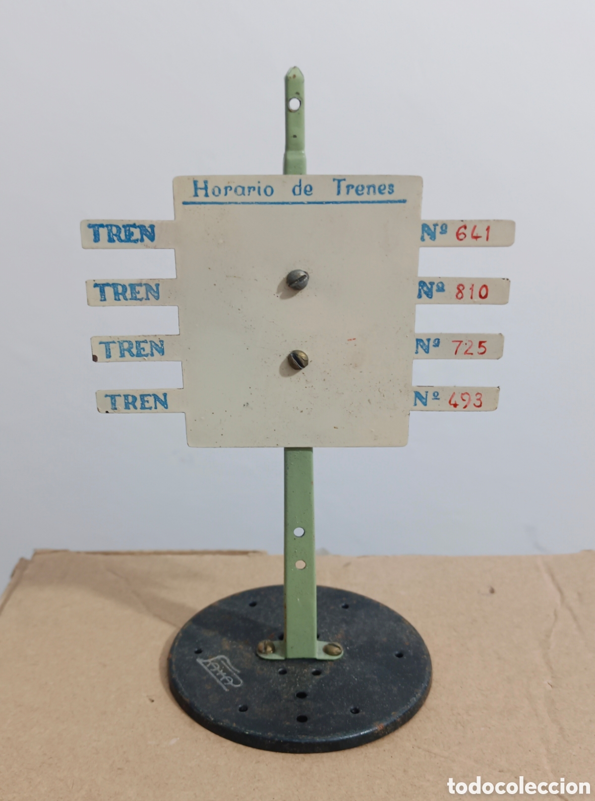 Juguetes antiguos Pay&aacute;: Se&ntilde;al horario trenes sin usar tren paya ecala 0 a&ntilde;os 50