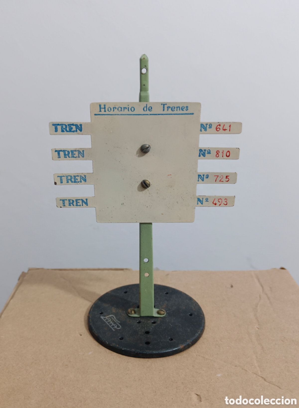 Juguetes antiguos Pay&aacute;: Se&ntilde;al horario trenes sin usar tren paya ecala 0 a&ntilde;os 50