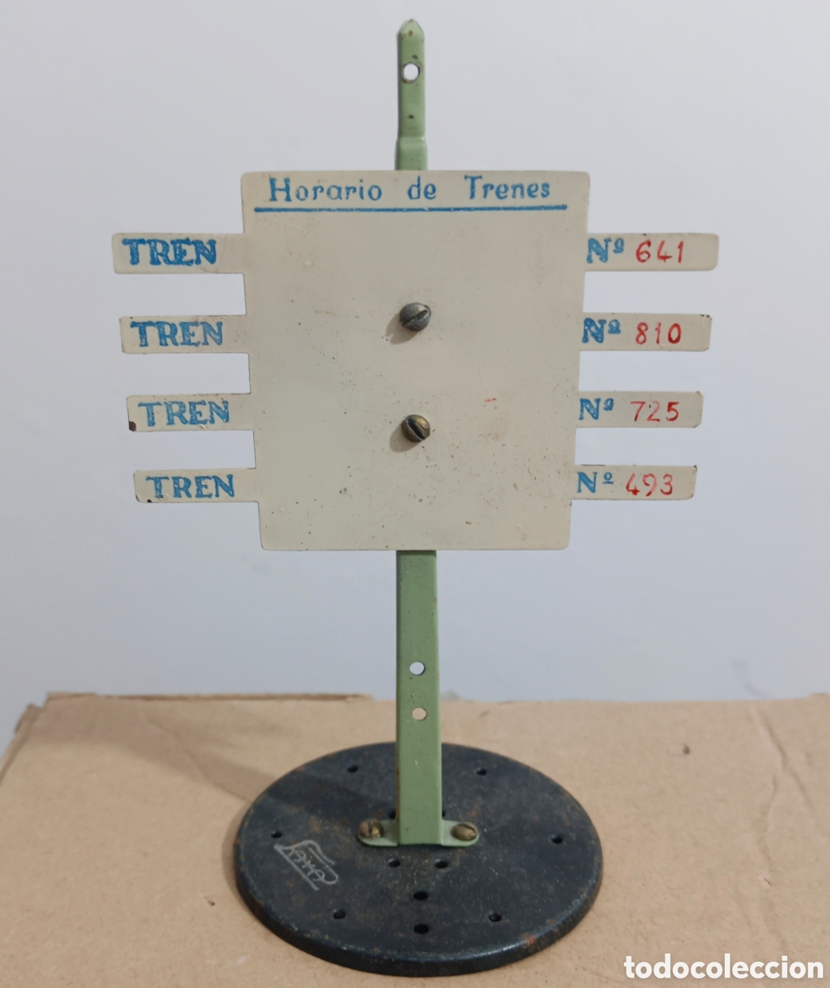 Juguetes antiguos Pay&aacute;: Se&ntilde;al horario trenes sin usar tren paya ecala 0 a&ntilde;os 50
