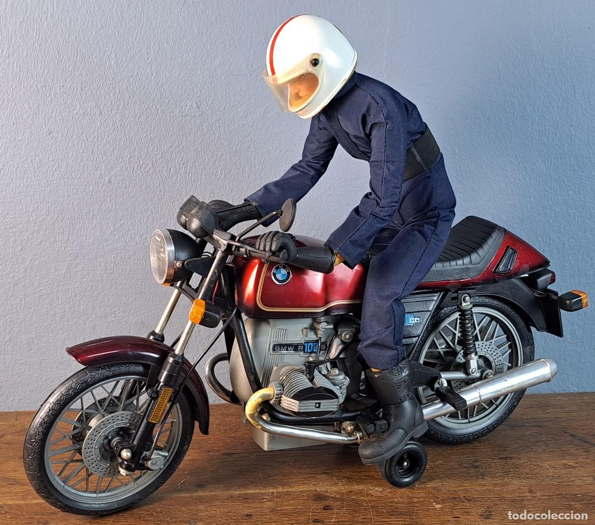 Juguetes antiguos Pay&aacute;: PAY&Aacute; &ndash; Moto BMW R100RS con motorista grande 54 cm, A&ntilde;os 70&ndash;80