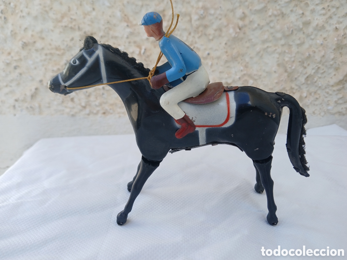 Juguetes antiguos Pay&aacute;: ANTIGUO CABALLO DE CARRERAS EN HOJALATA CON CUERDA DE PAY&Aacute; N&ordm; 663.