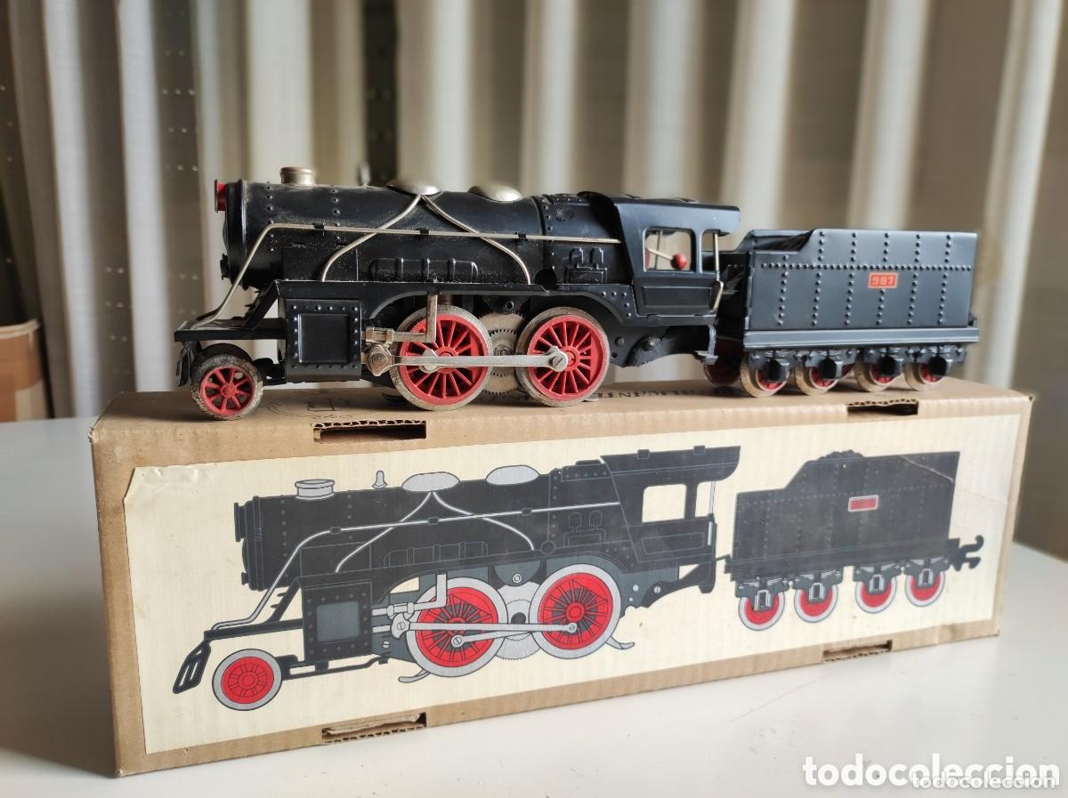 Brinquedos antigos Pay&aacute;: Locomotora con tender paya 987 en su caja