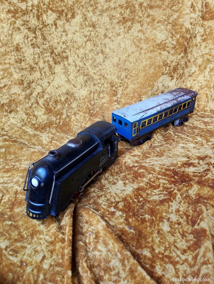 Juguetes antiguos Pay&aacute;: Tren fantasma de Pay&aacute; (en su versi&oacute;n el&eacute;ctrica) funcionando + vag&oacute;n original por apenas 90 euros