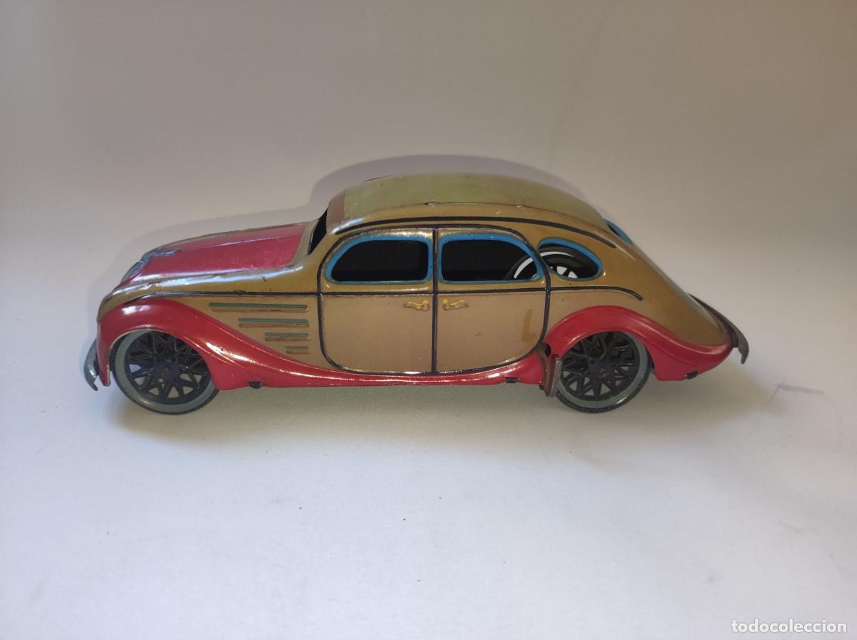 Pay&aacute; Old Toys: Espectacular coche antiguo de hojalata litografiada paya airflow a cuerda original 27 cm dorado