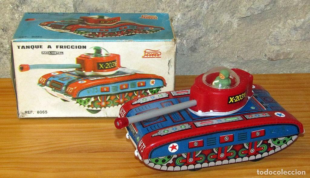 Jouets anciens Pay&aacute;: ANTIGUO TANQUE A FRICCION DE PAY&Aacute; - NUEVO Y EN SU CAJA ORIGINAL - FUNCIONANDO