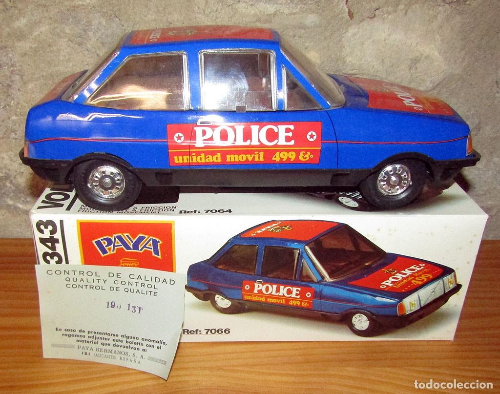 Juguetes antiguos Pay&aacute;: ANTIGUO COCHE VOLVO 343 POLICIA, DE PAYA - NUEVO Y EN SU CAJA - HOJALATA Y PLASTICO