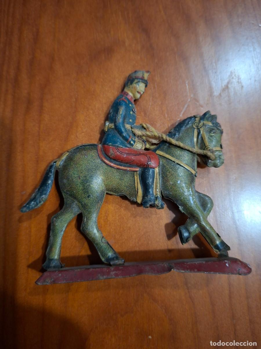 Juguetes antiguos Pay&aacute;: SOLDADO A CABALLO PAYA DE HOJALATA COLORES ORIGINALES A&Ntilde;OS 30