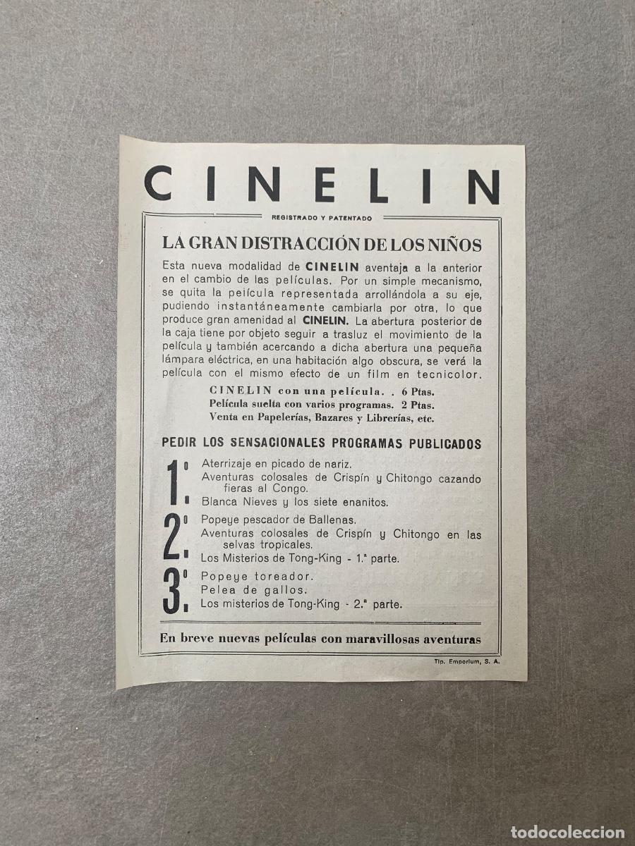 Juguetes antiguos: FLYER ORIGINAL CINELIN (IMPECABLE) - Foto 1