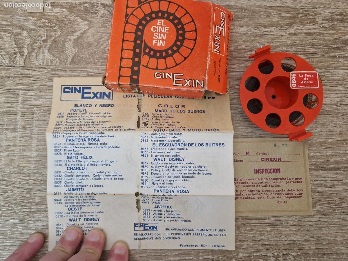 Brinquedos Antigos: antigua pelicula proyector juguete Exin cine sin fin 8 mm 9846 la fuga de asterix 1976 juego