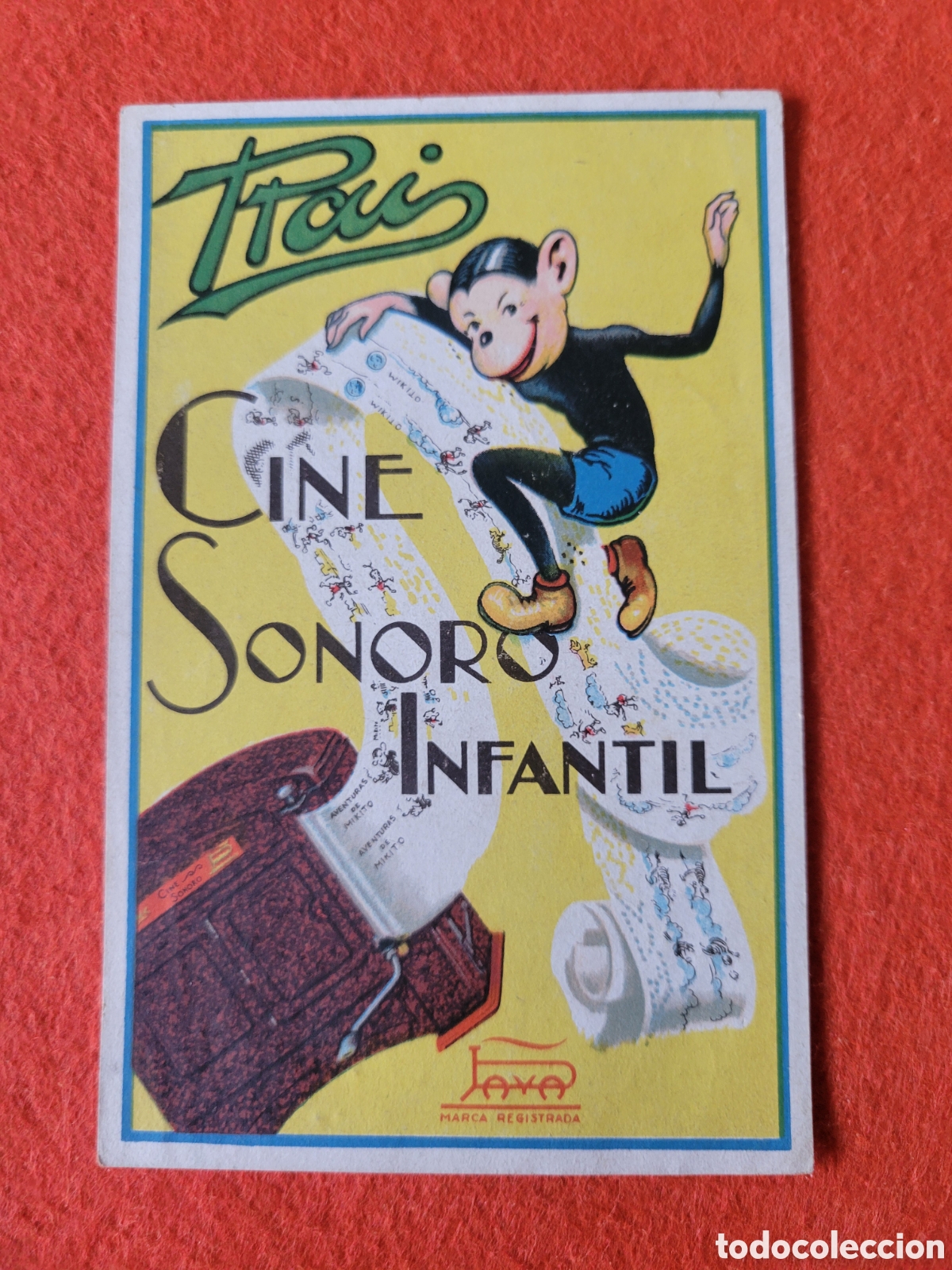 Juguetes antiguos: ANTIGUA POSTAL DE PAPEL PUBLICIDAD DE CINE SONORO INFANTIL RAI DE PAYA
