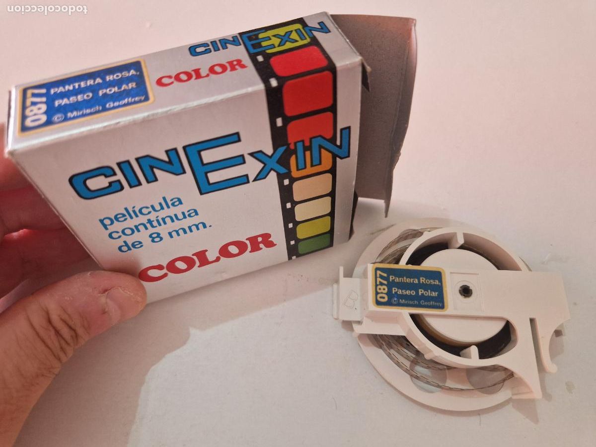 Juguetes antiguos: antigua pelicula proyector juguete Exin cine sin fin 8 mm color Pantera rosa paseo polar juego