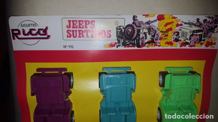 Juguetes antiguos Rico: EXPOSITOR CON 6 JEEP DE RICO - Foto 4