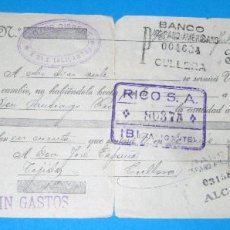 Juguetes antiguos Rico: RICO, DOCUMENTO UNICO ,LETRA BANCARIA JULIO 1927 VALOR 50 PESETAS. Lote 354836488