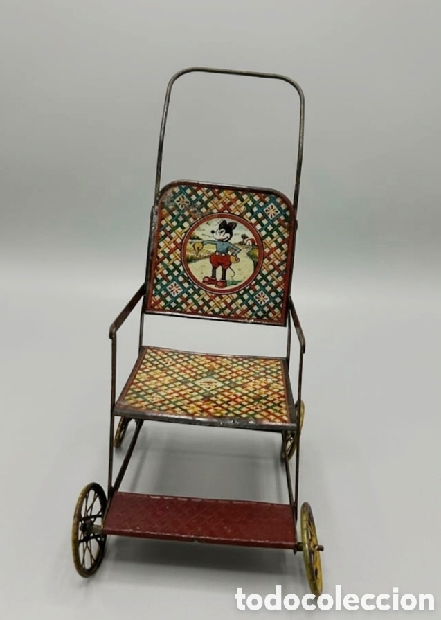 Juguetes antiguos Rico: RICO RSA ANTIGUA SILLITA PLEGABLE MICKEY MOUSE DE HOJALATA. A&Ntilde;OS 30