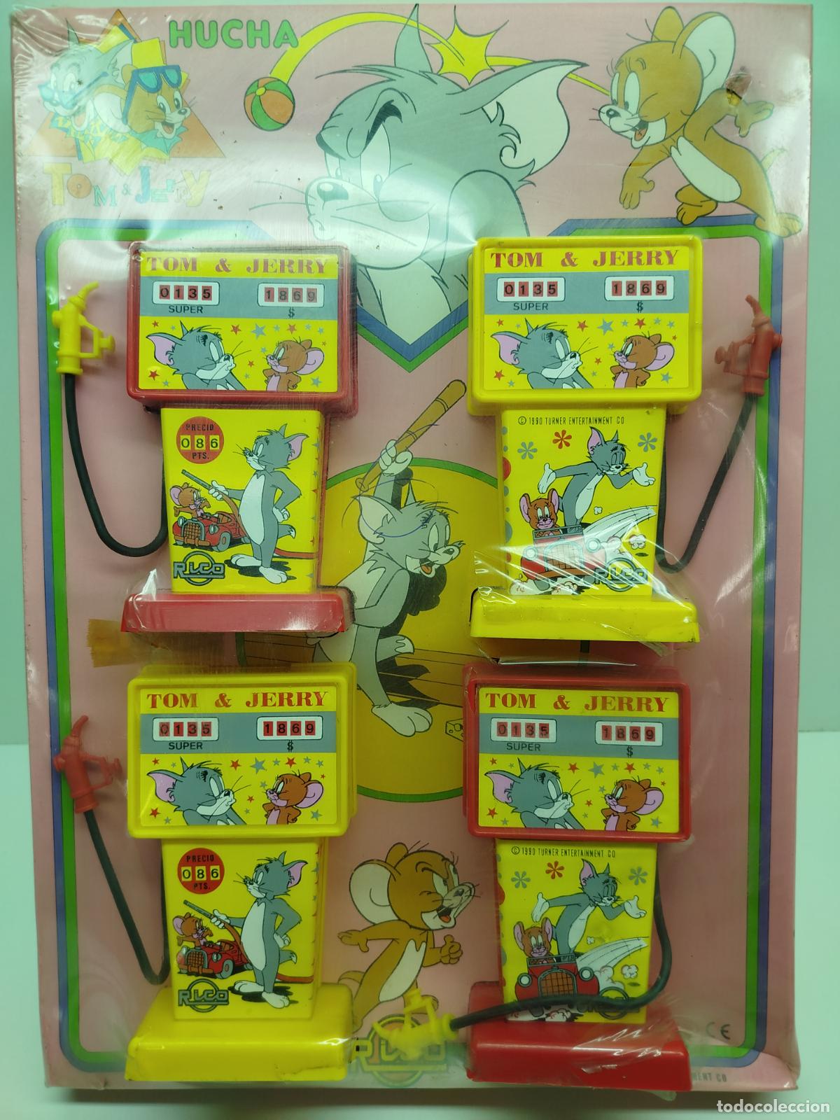Juguetes antiguos Rico: ANTIGUO EXPOSITOR DE CUATRO HUCHAS DE TOM Y JERRY - MARCA RICO - MADE IN SPAIN - PRECINTADO
