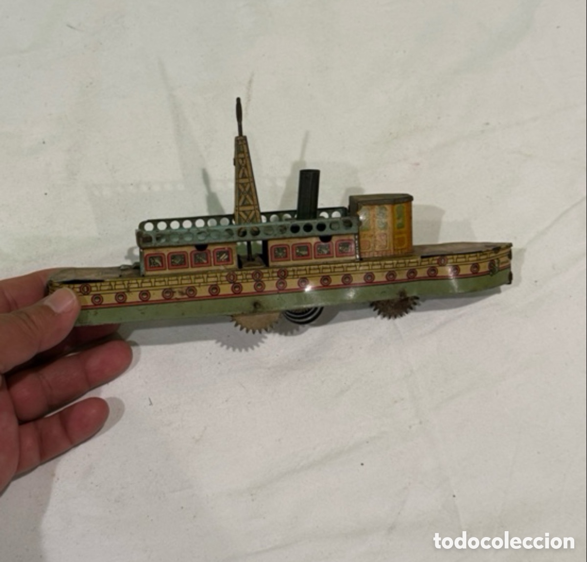 Juguetes antiguos Rico: Antiguo Barco Rico Hojalata Chapa Original A&ntilde;o 1928 Funcionando