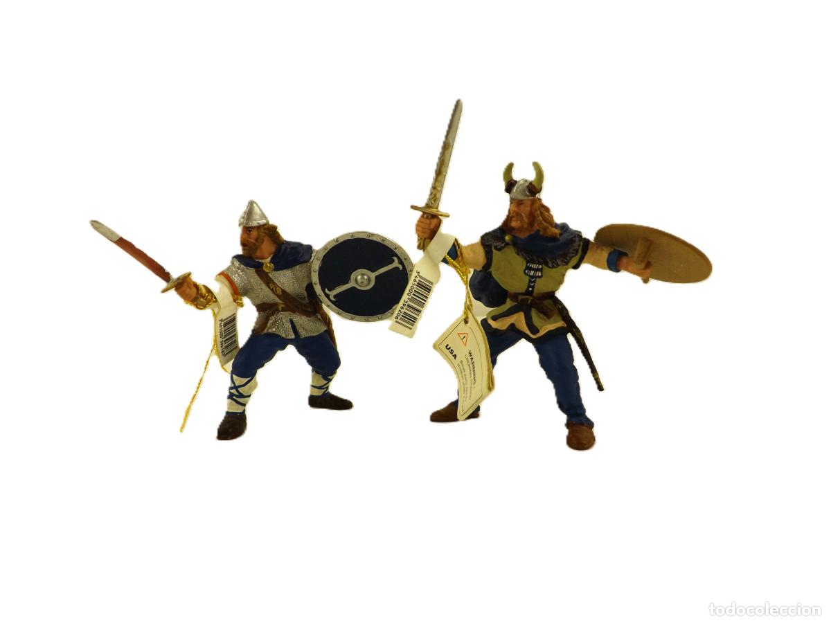 Juguetes antiguos Rico: Papo Francia Pareja de guerreros Vikingos