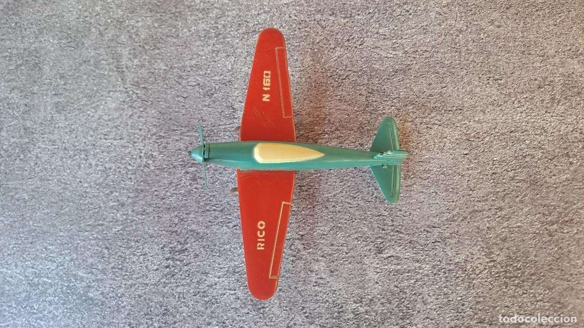 Altes Spielzeug Rico: Rara AVIONETA, AVION, AEROPLANO, RICO N-160 autollave, cuerda hojalata pintada, A&ntilde;os 30-40 FUNCIONA