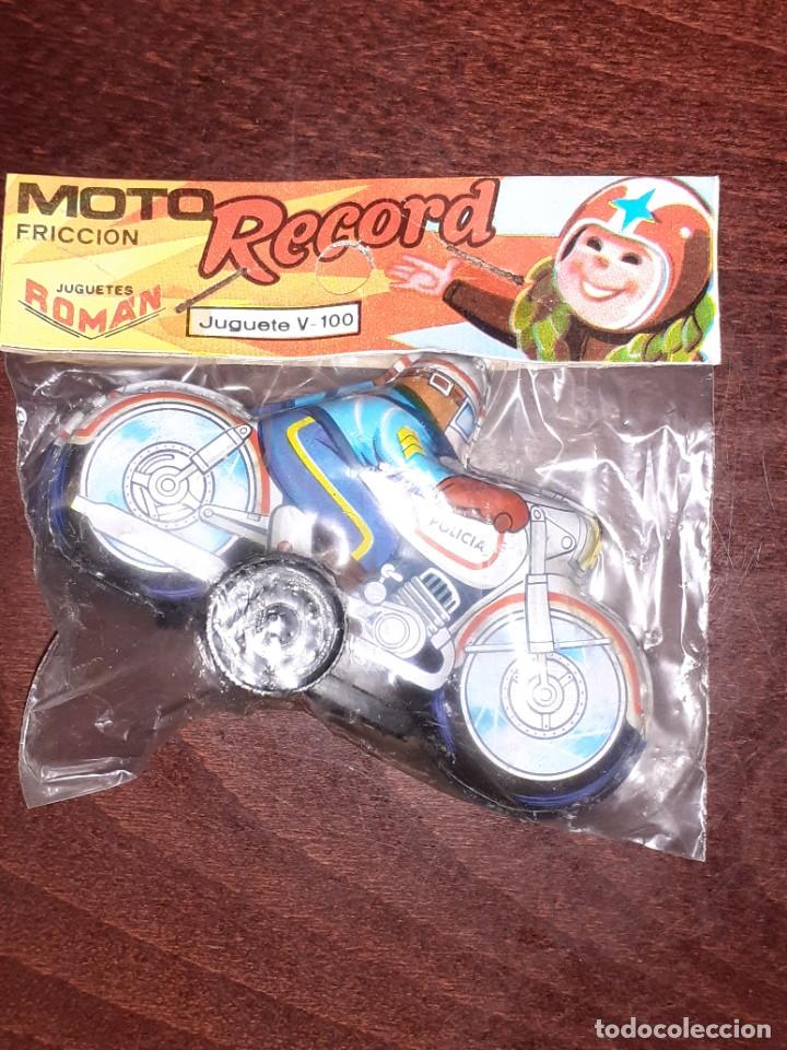 Ancienne Moto Jouet RECORD à Friction POLICIA - Marque Roman, Espagne - Occasion Vintage