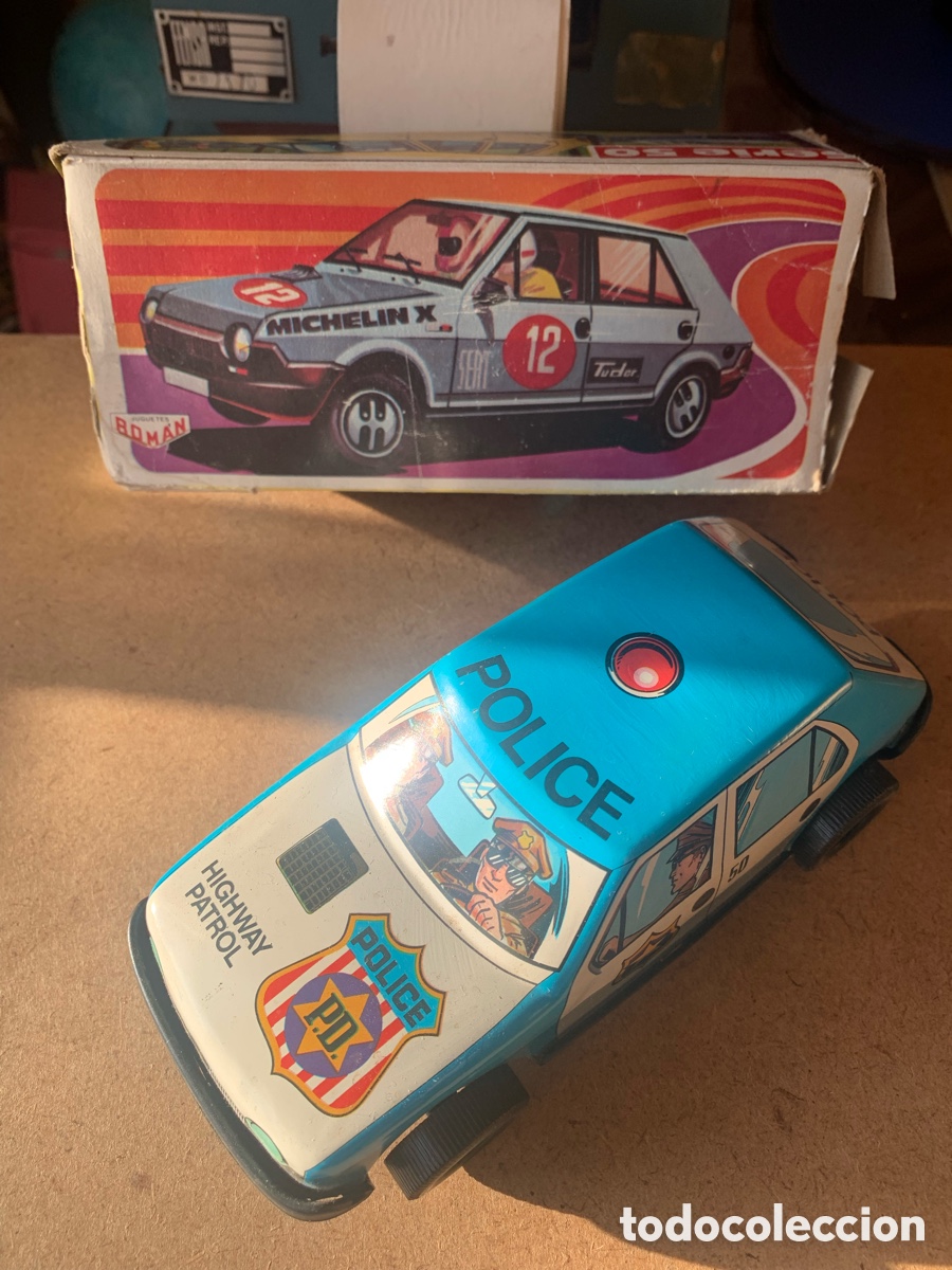 Juguetes antiguos Rom&aacute;n: COCHE PATRULLA DE POLIC&Iacute;A DE JUGUETES ROM&Aacute;N. CAJA ORIGINAL.