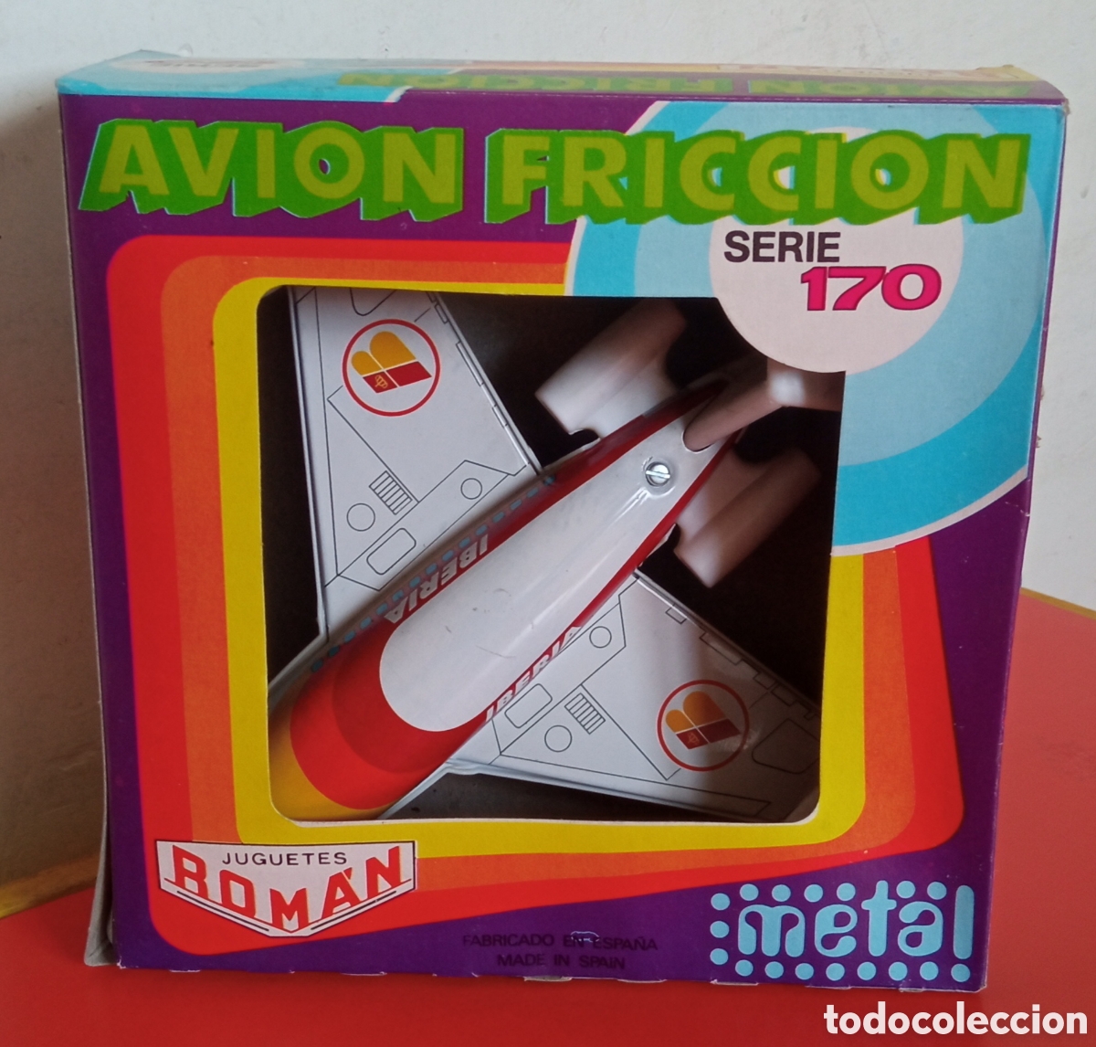 Juguetes antiguos Rom&aacute;n: AVI&Oacute;N IBERIA FRICCI&Oacute;N.ROM&Aacute;N 80'S.SIN USO,EN CAJA.NO FUNCIONA.