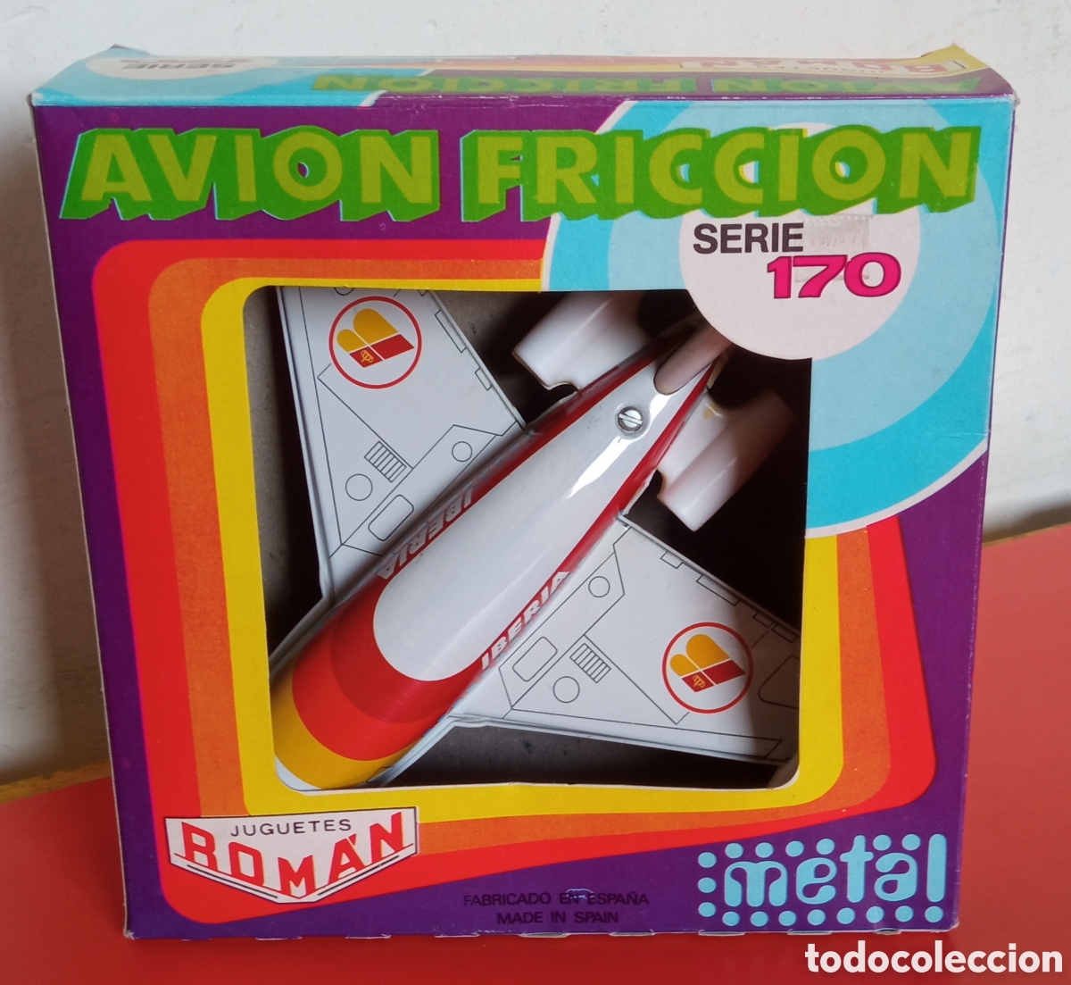 Juguetes antiguos Rom&aacute;n: AVI&Oacute;N IBERIA FRICCI&Oacute;N.ROM&Aacute;N 80'S.SIN USO,EN CAJA.NO FUNCIONA.