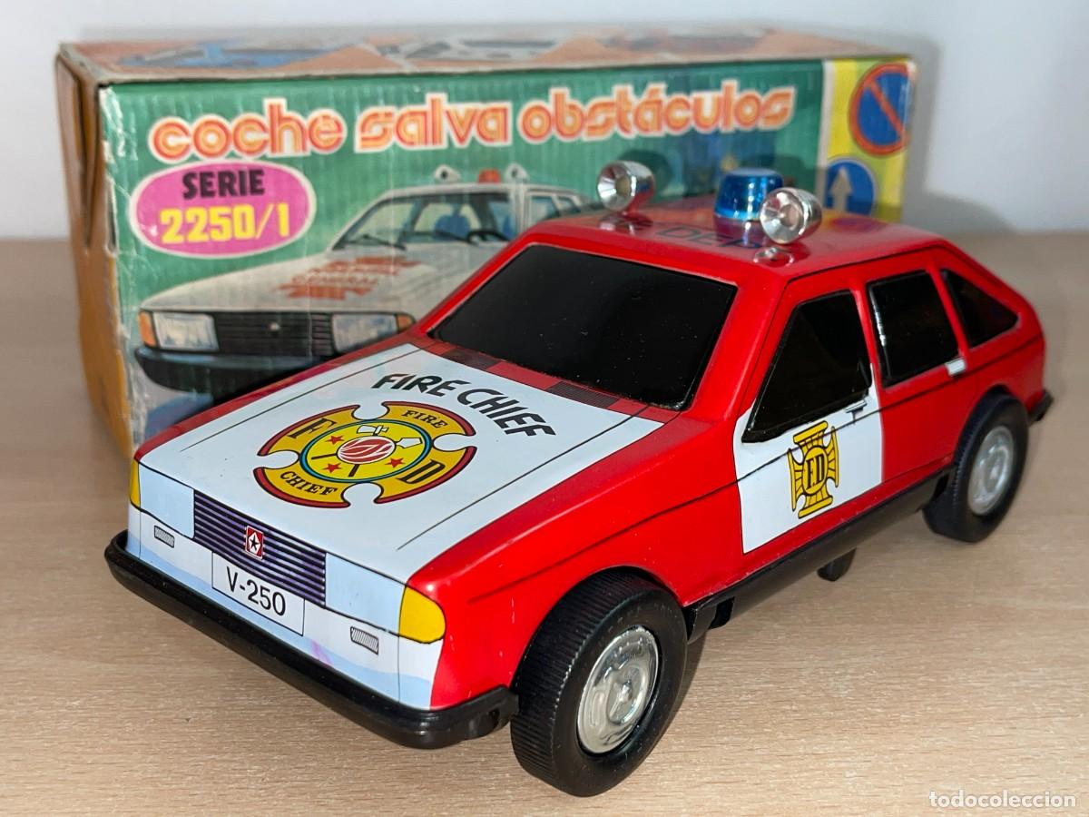 Juguetes antiguos Rom&aacute;n: Juguetes Rom&aacute;n CHRYSLER 150 Fire Chief FD Bomberos Salva-Obst&aacute;culos el&eacute;ctrico a&ntilde;os 70 Made in Spain