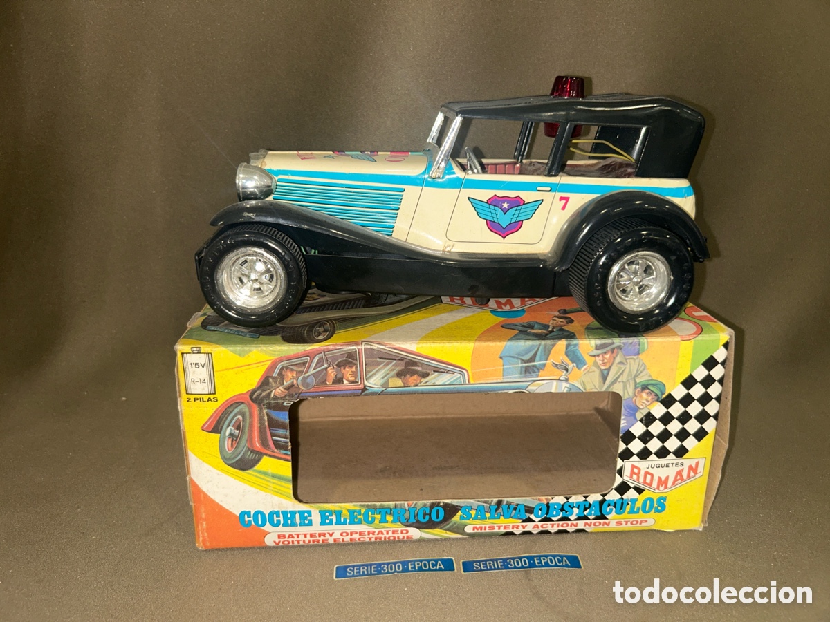 Juguetes antiguos Rom&aacute;n: ANTIGUO COCHE DE EPOCA SERIE 300/1 , DE ROMAN - MODELO RADIO PATRULLA - HOJALATA Y PLASTICO