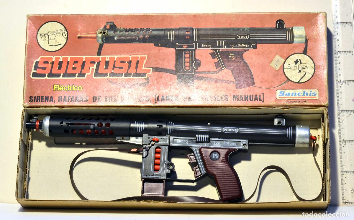 Juguetes antiguos Sanch&iacute;s: SUBFUSIL EL&Eacute;CTRICO SANCHIS CON SU CAJA ORIGINAL - 1970,S - VER DESCRIPCI&Oacute;N - NO JOAL