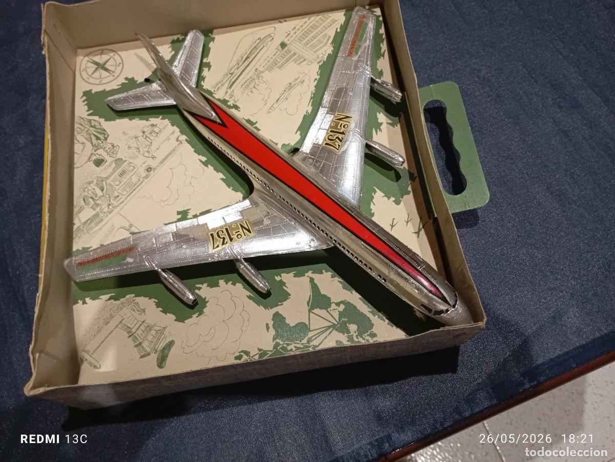 Juguetes antiguos Sanch&iacute;s: AVION SANHIS REF 137 BOEING 707 A FRICCION CON CAJA