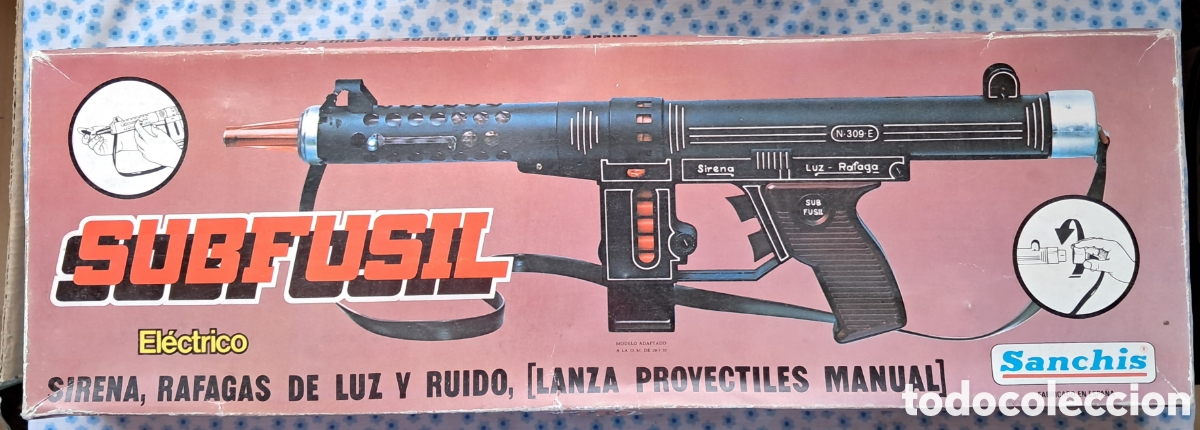 Juguetes antiguos Sanch&iacute;s: SANCHIS. Subfusil electrico a&ntilde;os 80 en caja original