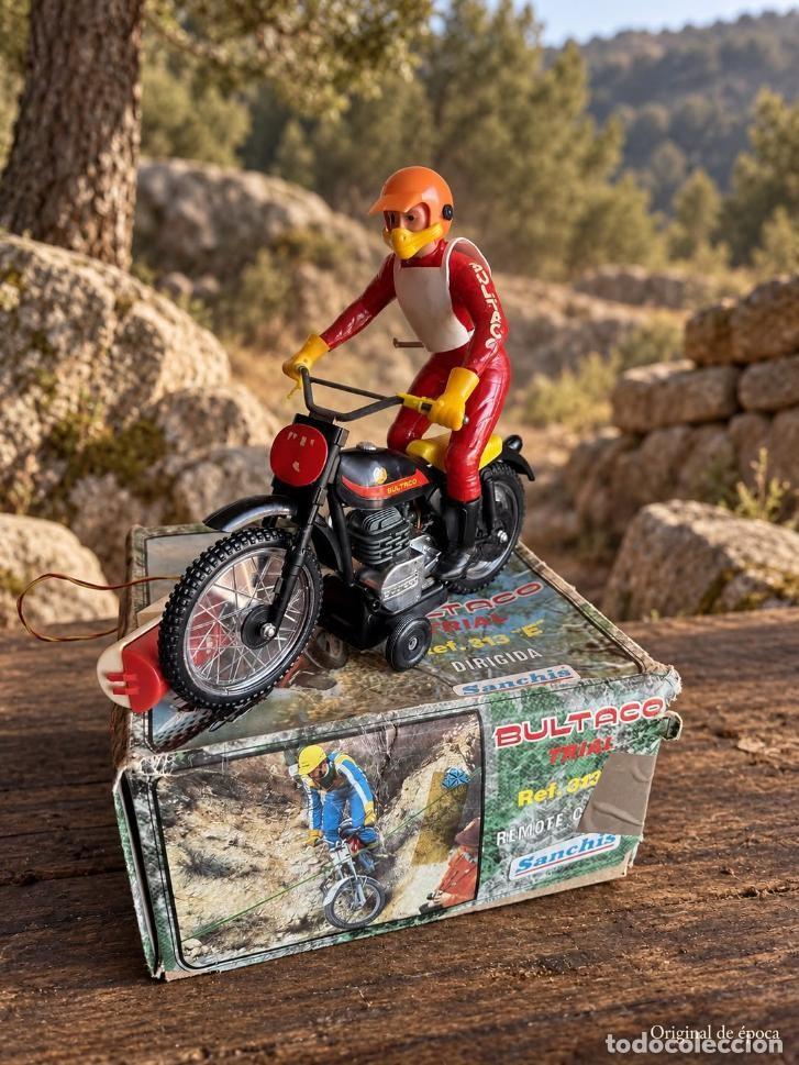 Juguetes antiguos Sanch&iacute;s: (JU-260901)Sanch&iacute;s. Moto Bultaco Trial dirigida 313E A friccion en caja