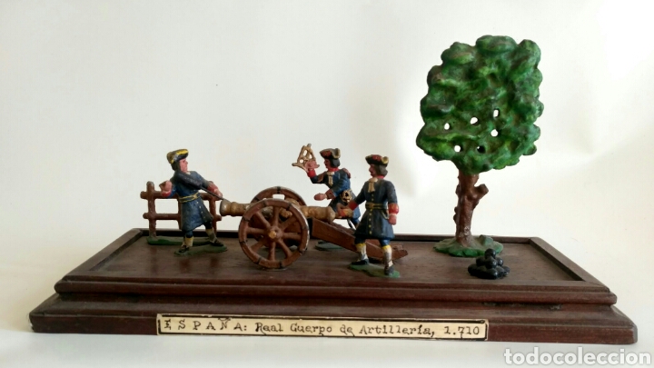 Altes Spielzeug: Escena militar de soldaditos de plomo. Ej&eacute;rcito Espa&ntilde;a, juguetes.